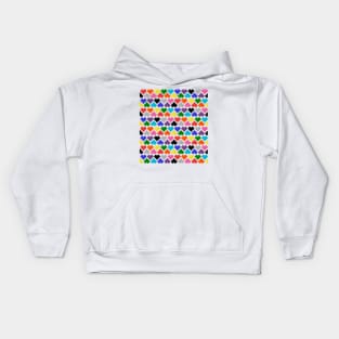 Seamless 10 Color Pattern of Pixel Hearts Kids Hoodie